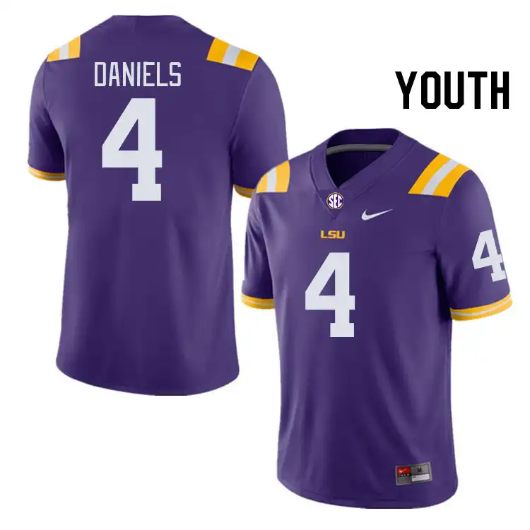 Youth LSU Tigers CJ Daniels #4 Purple NCAA Football Jersey